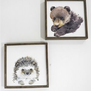 Charming Animal Wall Art Set - Brown and Gray